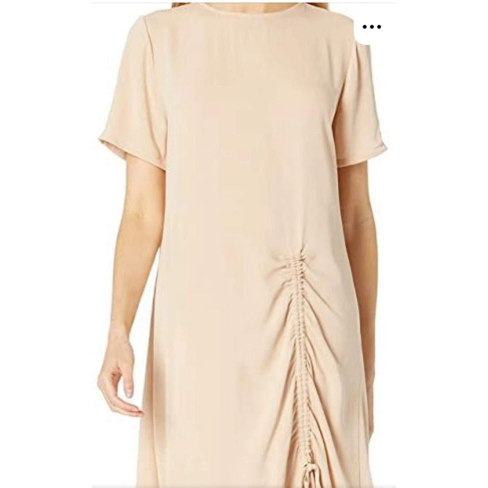 The Drop Women's Beige Short Sleeve Ruched Midi Dress Size S